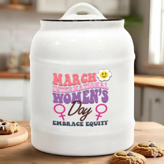 International Women's Day 2023 Theme Embrace Equit Ceramic Cookie Jars