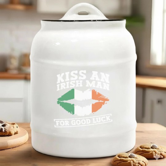 Kiss An Irish Man For Good Luck - St Patricks Day Ceramic Cookie Jars