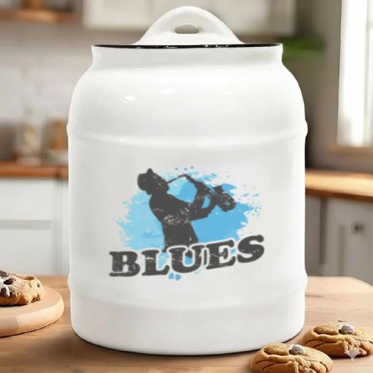 Blues Saxophone Music Trumpet Ceramic Cookie Jars