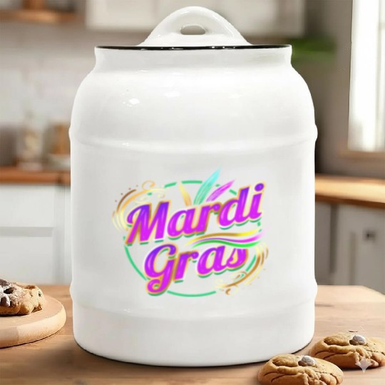 Lettering Logo For Mardi Gras Ceramic Cookie Jars