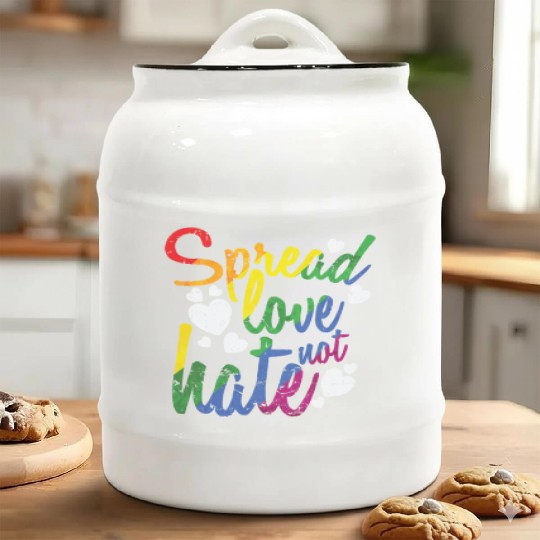 Spread Love not hate LGBT Rainbow Ceramic Cookie Jars