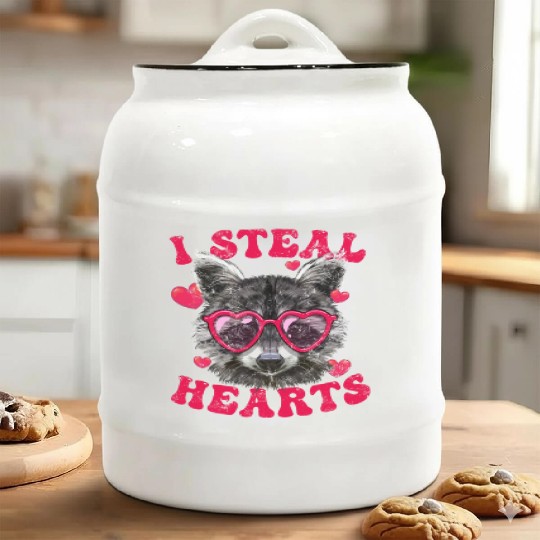 Valentine Raccoon Trash Panda I Heart Raccoons Ceramic Cookie Jars