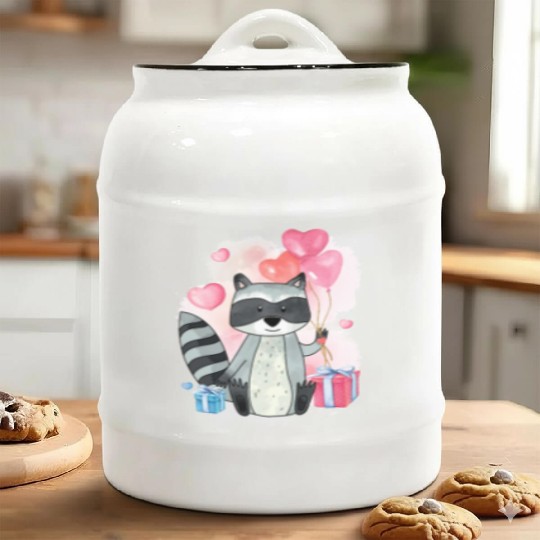 Raccoon Valentines Day Trash Panda Raccoon lover Ceramic Cookie Jars