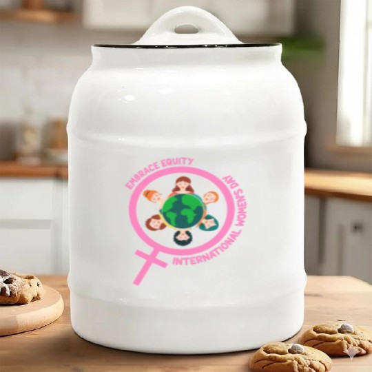 Happy International Women's Day Embrace Equity Ceramic Cookie Jars