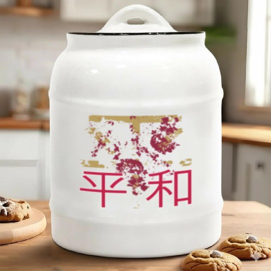 Japan Style Peace Kanji Ceramic Cookie Jars