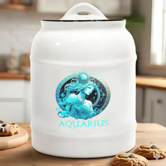 Embrace Your Aquarius Identity: Aquarius Pride Zod Ceramic Cookie Jars