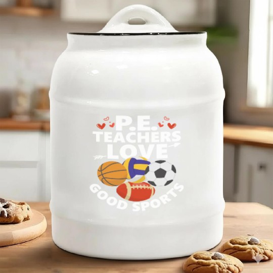 P.E. Teachers Love Good Sports Physical Education Ceramic Cookie Jars