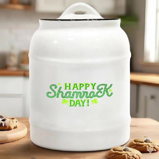 Funny St Patrick's Day Happy Shamrock Day Ceramic Cookie Jars