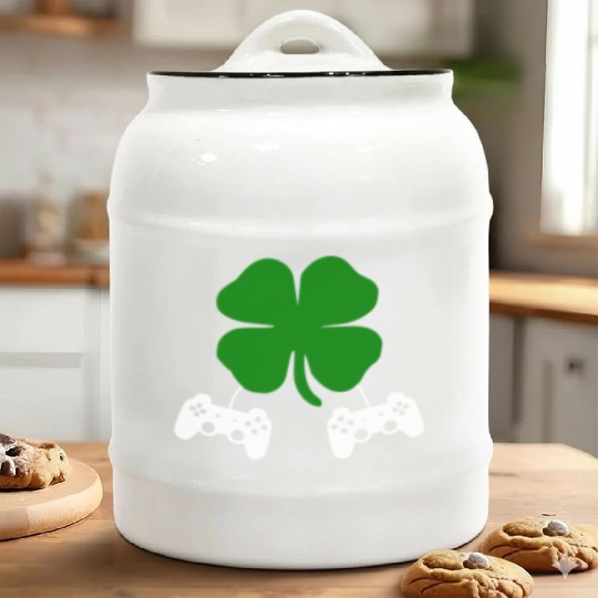 Irish Gamer St Patricks Day Gift Ceramic Cookie Jars