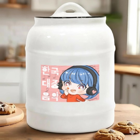Kpop Music Finger Heart Chibi Anime Manga Aestheti Ceramic Cookie Jars