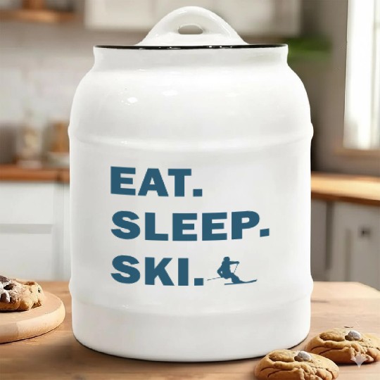 Skiing and Snowboarding - Eat Sleep Ski Ceramic Cookie Jars