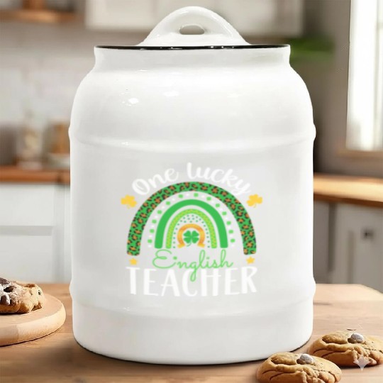 One Lucky English Teacher funny St Patrick's day Ceramic Cookie Jars