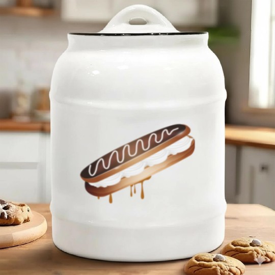 Illustration of a stuffed eclair with cream Ceramic Cookie Jars