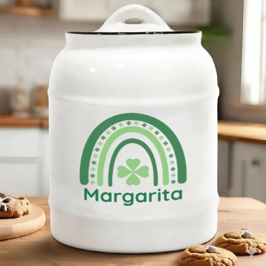 Margarita Clover Charm Boho Rainbow Ceramic Cookie Jars