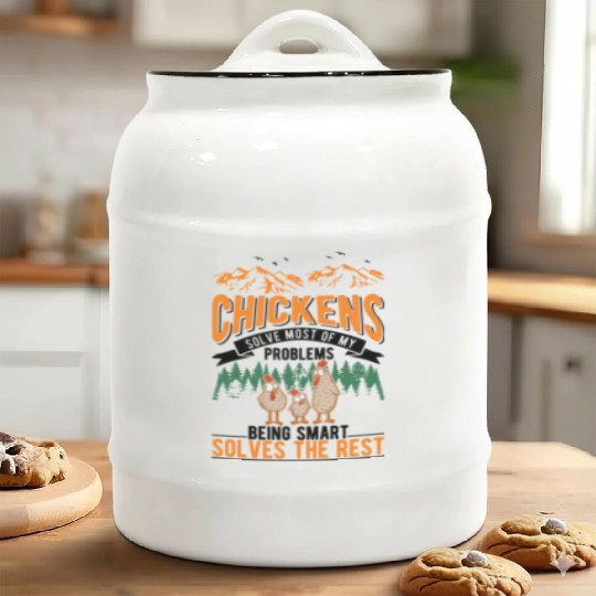 Chickens Chicken Farm Farmer Ceramic Cookie Jars