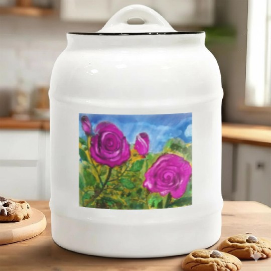 Hand Painted Roses Ceramic Cookie Jars Ceramic Cookie Jars Mugs Tote Bags