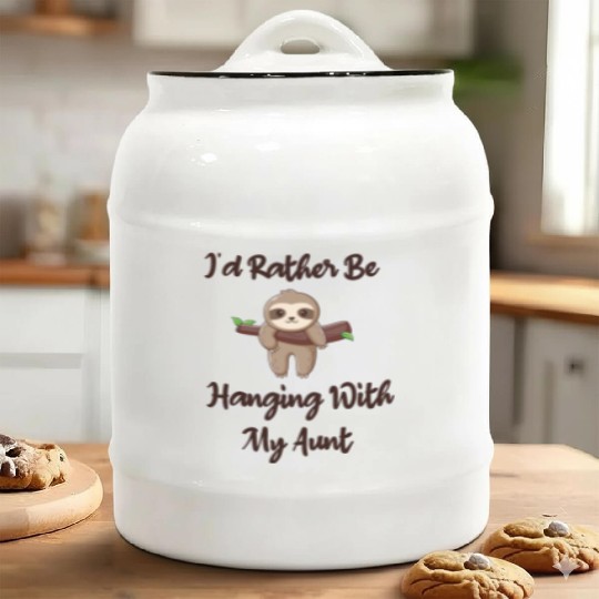 I'd Rather Be Hanging With My Aunt baby sloth Ceramic Cookie Jars