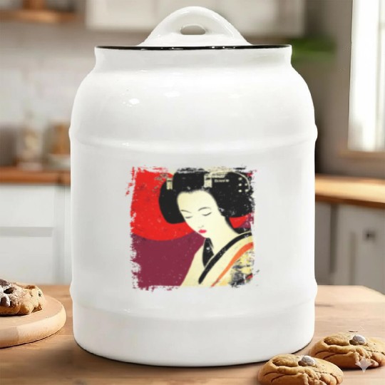 Geisha, traditional digital art, Japan Ceramic Cookie Jars