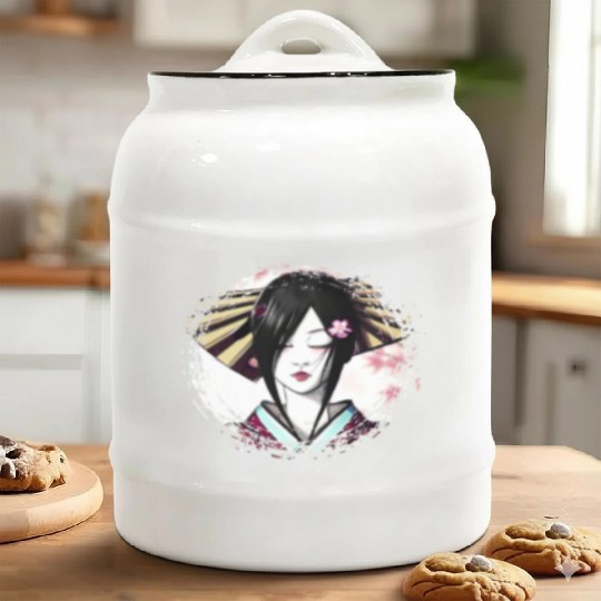 Geisha, traditional digital art, Japan Ceramic Cookie Jars