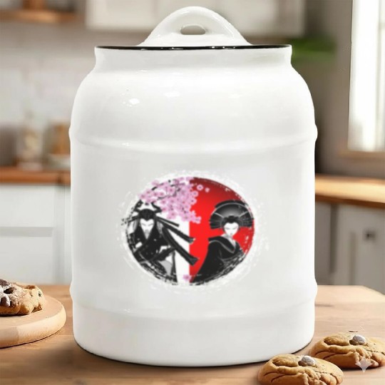 Geisha, traditional digital art, Japan Ceramic Cookie Jars
