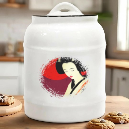 Geisha, traditional digital art, Japan Ceramic Cookie Jars