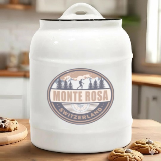 Monte Rosa Switzerland Swiss Alps Vintage Hiking Ceramic Cookie Jars
