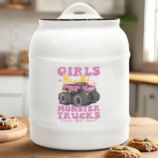 Girls Like Monster Trucks Too Girls Monster Truck Ceramic Cookie Jars