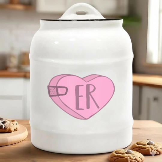Cute ER Nurse Candy Heart Ceramic Cookie Jars