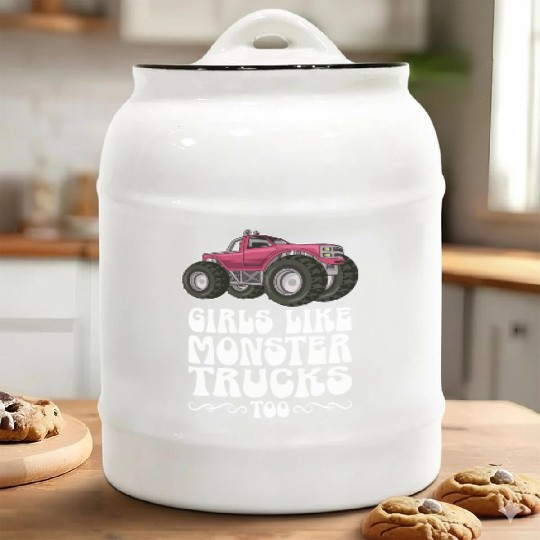 Girls Like Monster Trucks Too Girls Monster Truck Ceramic Cookie Jars