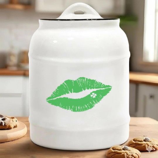 Lips Shamrock Ceramic Cookie Jars, St Patricks Day Presents