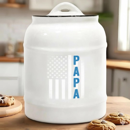 Fathers Day PAPA American Flag Ceramic Cookie Jars