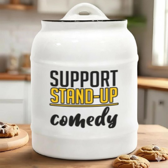 Support Stand Up Comedy 4 Ceramic Cookie Jars