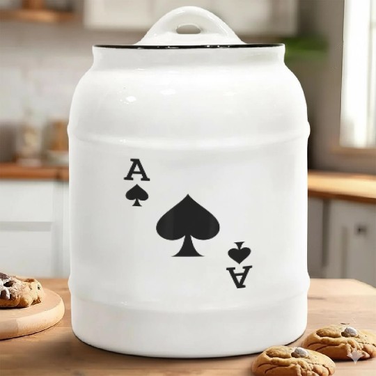 Ace of Spades Deck of Cards Carnival Halloween Cos Ceramic Cookie Jars