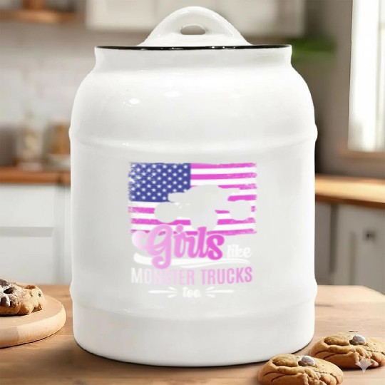 Girls Like Monster Trucks Too Girls Monster Truck Ceramic Cookie Jars
