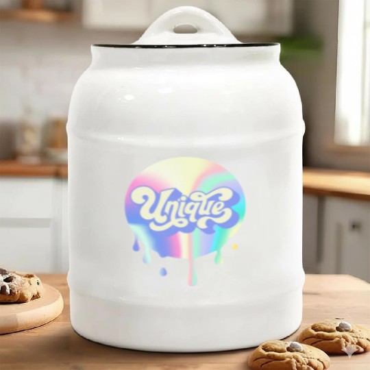 Unique Retro Ceramic Cookie Jars | 90s Ceramic Cookie Jars |Wavy Font Ceramic Cookie Jars