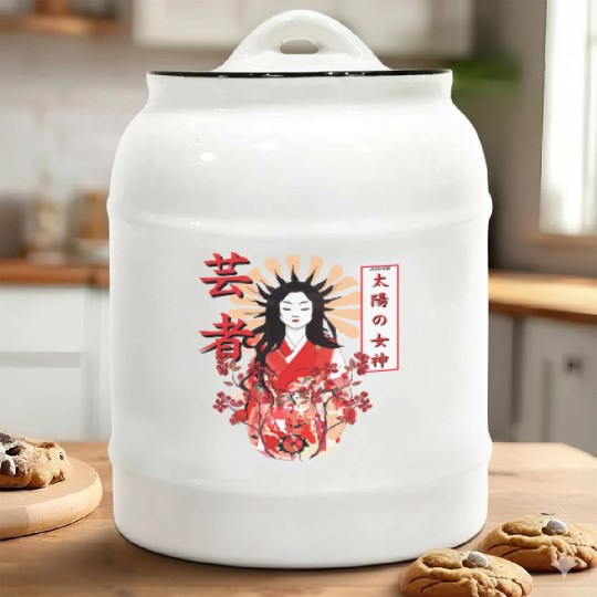 Amaterasu Omikami Cherry Blossom Sun Goddess Ceramic Cookie Jars
