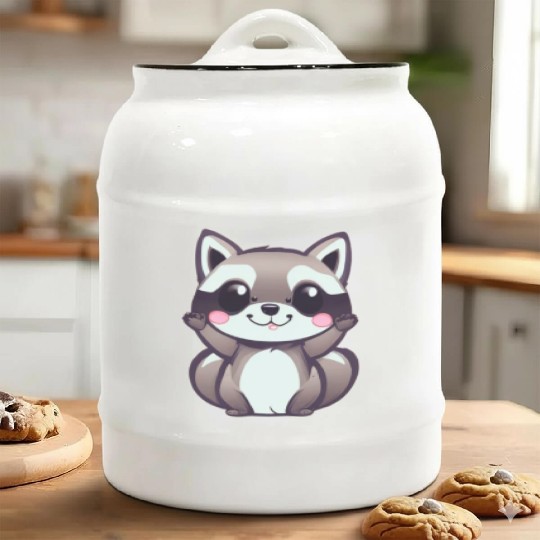 cute chibi raccoon Ceramic Cookie Jars