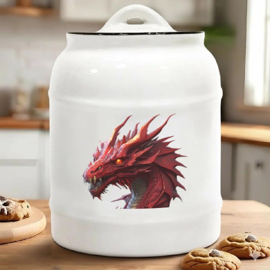 red fierce dragon Ceramic Cookie Jars
