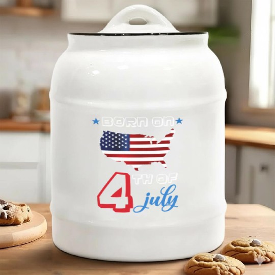 USA Born on 4th of July Ceramic Cookie Jars