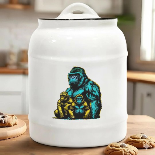 gorilla family Ceramic Cookie Jars