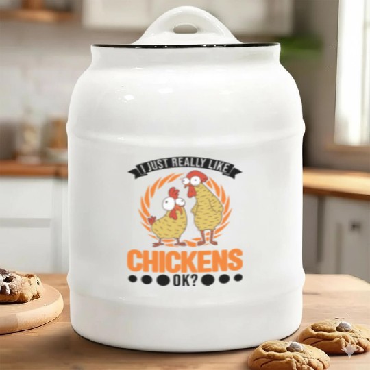 I Just Really Like Chickens Farmer Ceramic Cookie Jars