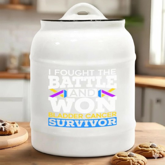 Fought The Battle And Won Bladder Cancer Survivor Ceramic Cookie Jars