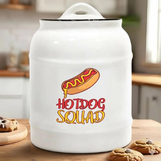 Hot Dog Squad Cool Weiner Puppy Dog Lover Humor Ceramic Cookie Jars
