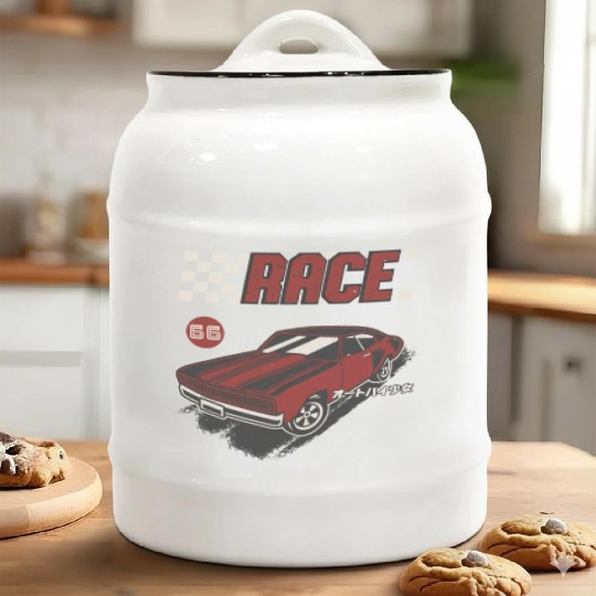 Retro Muscle Car Vintage Racing Car Lover Ceramic Cookie Jars