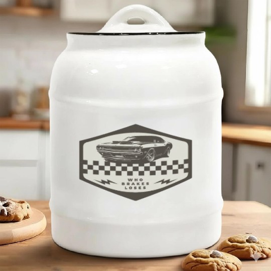 Who Brakes Loses Muscle Car Lover Racing Ceramic Cookie Jars