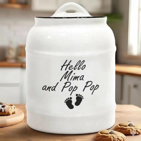 Hello Mima and Pop Pop Grandparents Baby, New Ceramic Cookie Jars