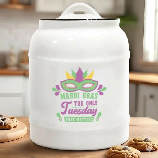 Mardi Gras Carnival Tuesday Beer Drinking Party Ceramic Cookie Jars