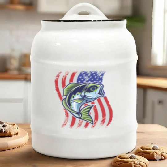 US Bass Fish Ceramic Cookie Jars
