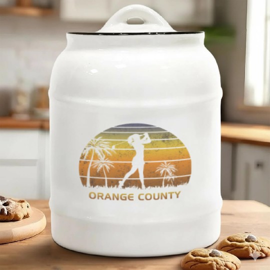 Retro Orange County Women's Golf Golfing Fan Ceramic Cookie Jars