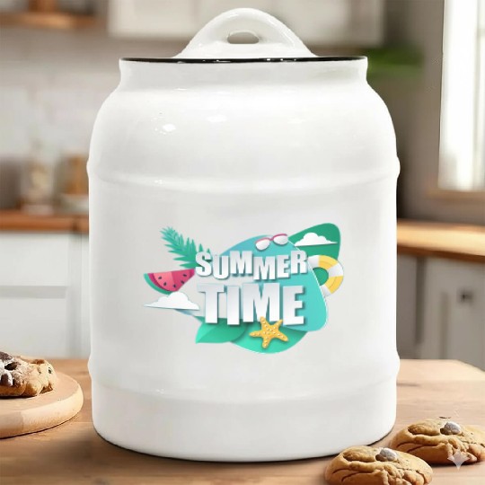 Summer Bliss in a Green Paradise: A Vibrant Portra Ceramic Cookie Jars